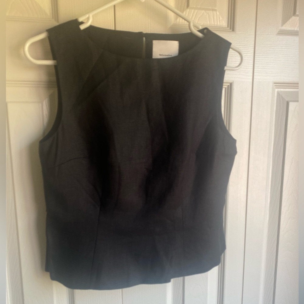 NEW Reformation Moya Linen Two pieces - Black Size 2 - Picture 6 of 15